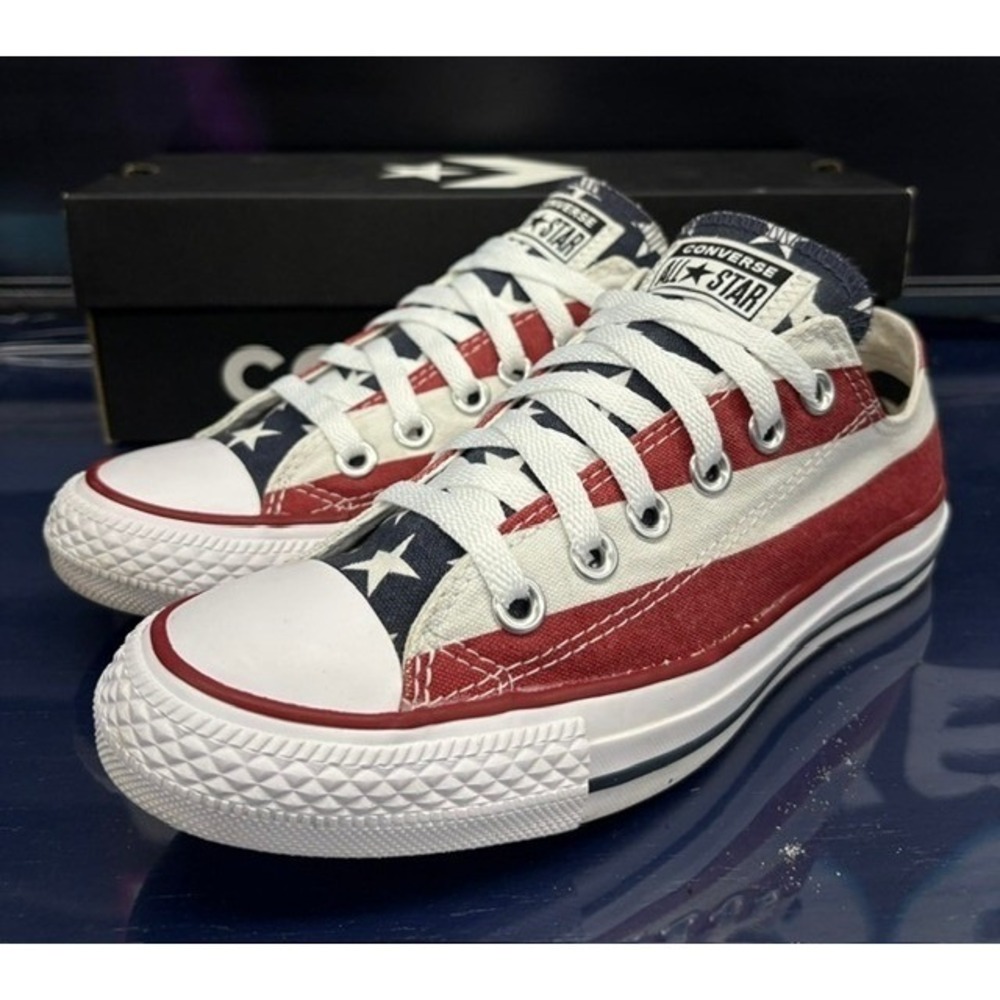 Converse All Stars & Bars Ox Red White Blue M3494 Womens sneakers size 6.5